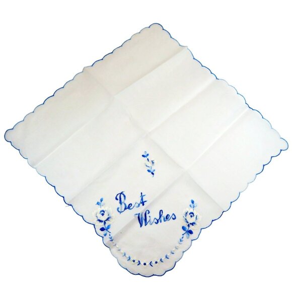 1940s Hand Embroidered Hankie Lot of 3 - Floral, Holiday, Sentiment - Picture 3 of 7